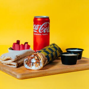 Veg Shawarma + 2 Pita Breads + 2 Dips + Coke